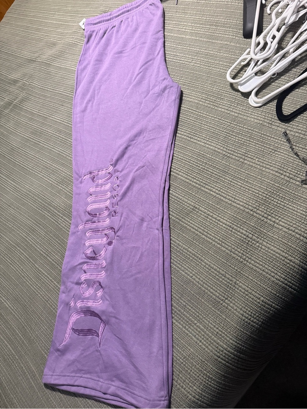 Disney Lavender Track Pants with Embroidered Logo